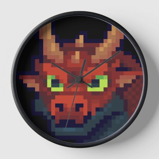 Red Dragon, pixel art 壁時計 (正面)