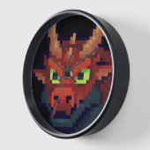 Red Dragon, pixel art 壁時計 (傾斜)