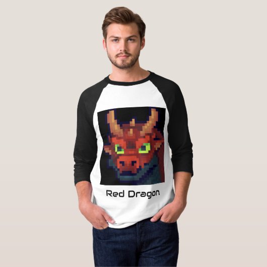 Red Dragon Pixel Art T Shirt Tシャツ (正面フル)