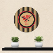 Red Dragon with Regal Gold Black Stripes Monogram ラージ壁時計
