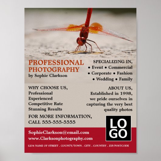 Red Dragonfly、写真、フォトグラファー採用 ポスター (正面)