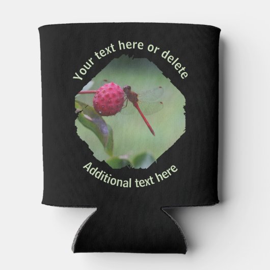 Red Dragonfly Nature Personalized  缶クーラー (裏面)