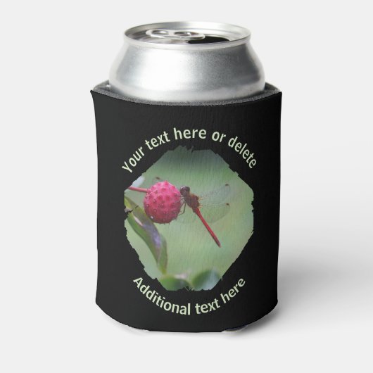 Red Dragonfly Nature Personalized  缶クーラー (缶裏面)