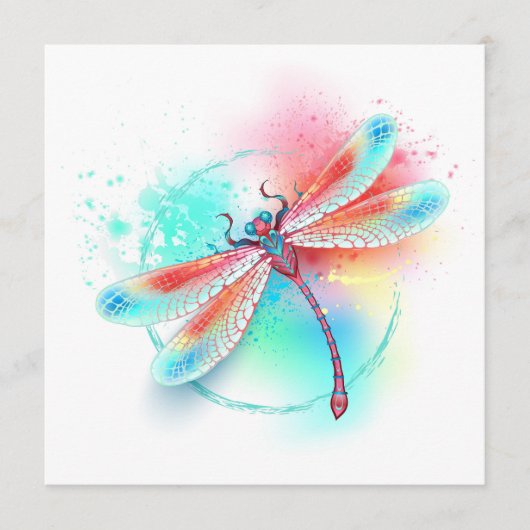 Red dragonfly on watercolor background アドバイスカード (正面)