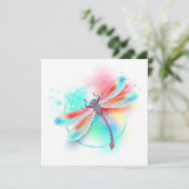 Red dragonfly on watercolor background アドバイスカード (スタンド正面)