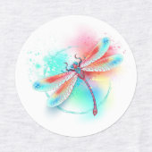 Red dragonfly on watercolor background ラベル (デザイン1)
