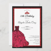 Red Dress and Tiara 18th Birthday Debut 招待状 (正面)