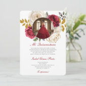 Red dress Quinceanera with picture in Spanish 招待状 (スタンド正面)