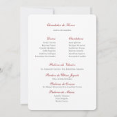 Red dress Quinceanera with picture in Spanish 招待状 (裏面)