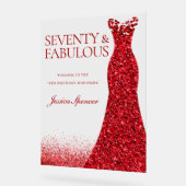 Red Dress Seventy & Fabulous 70th Birthday Party アクリルサイン (傾斜)