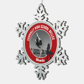 Red Drill Team Photo High School Dancer スノーフレークピューターオーナメント (右)