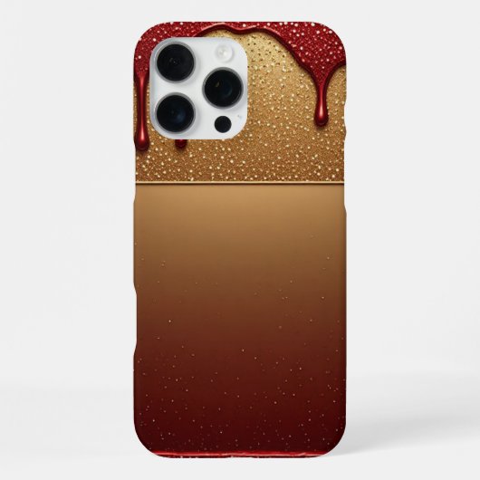 Red Dripping Paint Sparkling Gold Luxe Art Glow ✨ iPhoneケース (裏面)