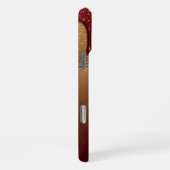 Red Dripping Paint Sparkling Gold Luxe Art Glow ✨ iPhoneケース (右側面)