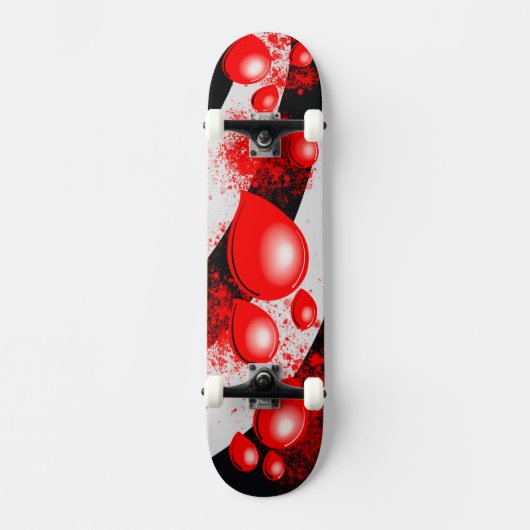Red Drops – Abstract Skateboard Design スケートボード (正面)