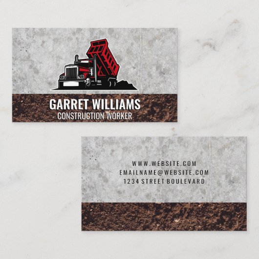 Red Dump Truck | Concrete and Dirt 名刺 (正面/裏面)