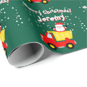 Red dump truck with Santa Claus cartoon Christmas ラッピングペーパー (ロールコーナー)
