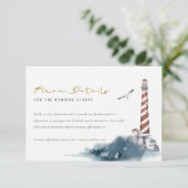 RED DUSKY BLUE LIGHTHOUSE SEA WEDDING DETAILS  エンクロージャーカード (スタンド正面)