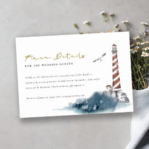 RED DUSKY BLUE LIGHTHOUSE SEA WEDDING DETAILS  エンクロージャーカード