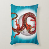 Red Eastern Dragon - Mythical Fantasy Creature アクセントクッション (正面(垂直))