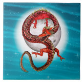 Red Eastern Dragon - Mythical Fantasy Creature タイル (正面)