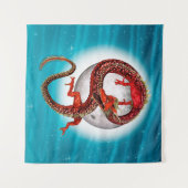 Red Eastern Dragon - Mythical Fantasy Creature タペストリー (正面(横))