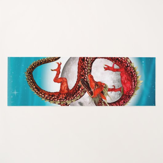 Red Eastern Dragon - Mythical Fantasy Creature ヨガマット (正面(横))