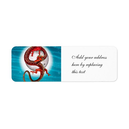 Red Eastern Dragon - Mythical Fantasy Creature ラベル (正面)