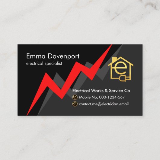 Red Electric Lightning Power Bolt 名刺 (正面)