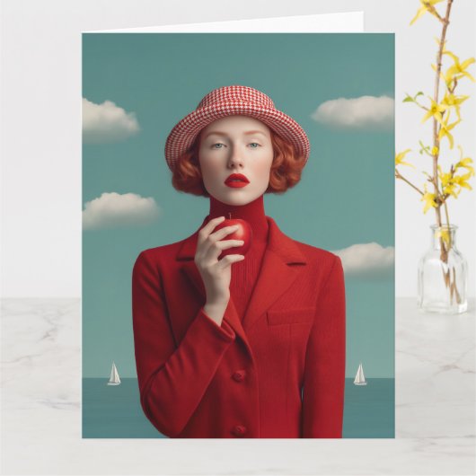 Red Elegance with Apple カード (黄色い花)