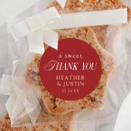 Red Elegant A Sweet Thank You Wedding Favor ラウンドシール