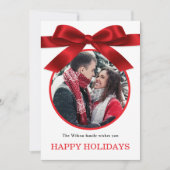 Red Elegant Merry Christmas Greeting Photo 招待状 (正面)