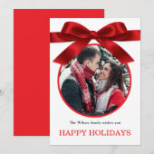 Red Elegant Merry Christmas Greeting Photo  招待状 (正面/裏面)