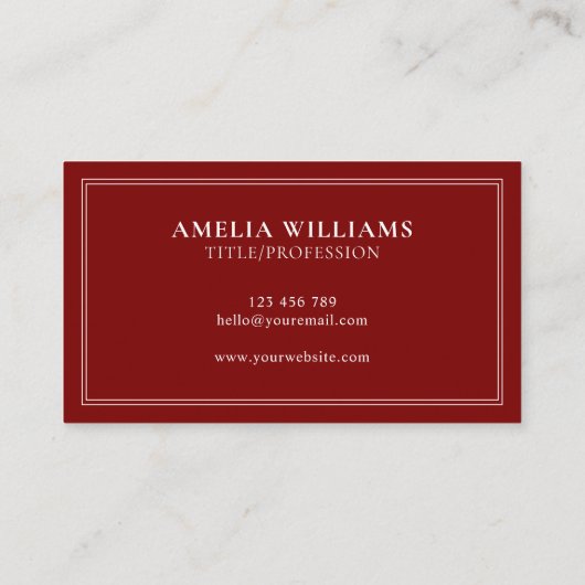 Red Elegant Minimalist Professional 名刺 (裏面)