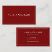 Red Elegant Minimalist Professional 名刺 (正面/裏面)