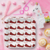 Red Elf Slippers with Candy Canes Square ペーパープレート (パーティー)