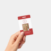 Red Employee Photo ID Security Badge with Logo バッジ (手持ち)