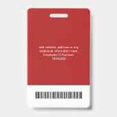 Red Employee Photo ID Security Badge with Logo バッジ (裏面)