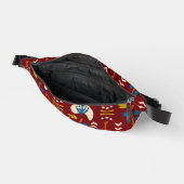 Red Ethnic Summer Boho Floral Pattern ファニーパック (見開き)