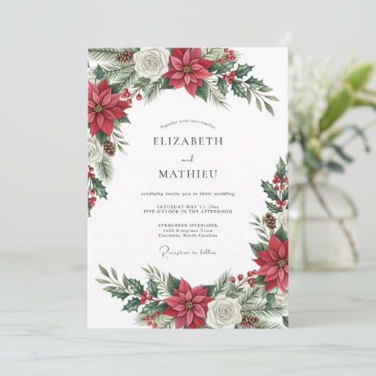 Red Exquisite Winter Wedding 招待状 (スタンド正面)