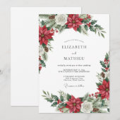 Red Exquisite Winter Wedding 招待状 (正面/裏面)