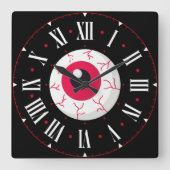 Red Eyeball Inside Roman Numerals スクエア壁時計 (正面)
