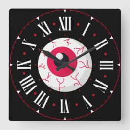 Red Eyeball Inside Roman Numerals スクエア壁時計