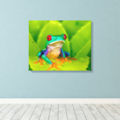 Red-eyed tree frog, Costa Rica キャンバスプリント (インサイチュ (ウッドフロア))