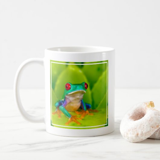 Red-eyed tree frog, Costa Rica コーヒーマグカップ (ドーナツ)