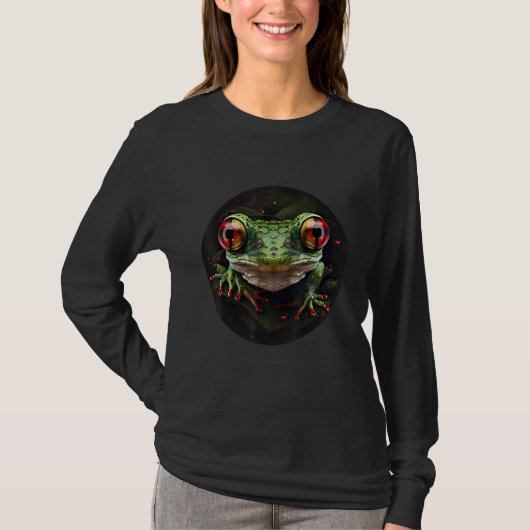 Red Eyed Tree Frog Leaping Frog Rainforest Amphibi Tシャツ (正面)