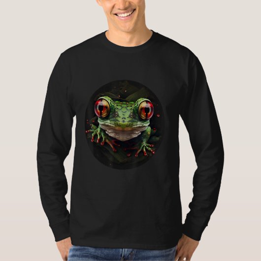 Red Eyed Tree Frog Leaping Frog Rainforest Amphibi Tシャツ (正面)