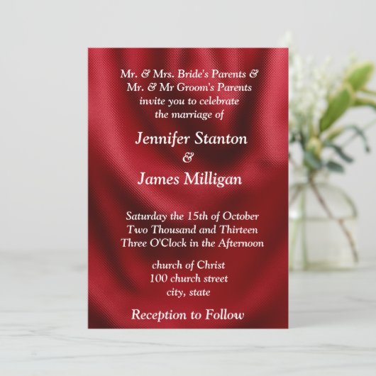 Red fabric pattern 招待状 (スタンド正面)