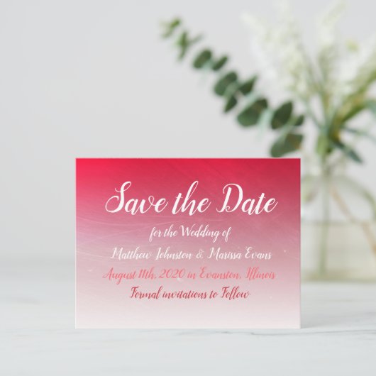 Red Fade Crackle日付ポストカードの保存 ポストカード (スタンド正面)