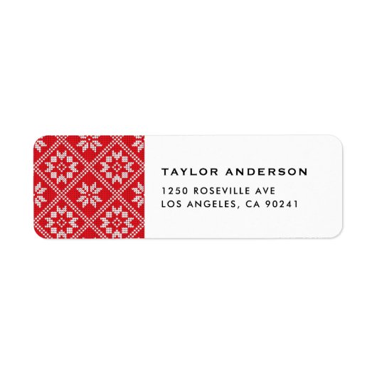 Red Fair Isle Sweater Knit Pattern Christmas ラベル (正面)