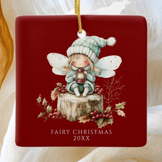 Red Fairy Merry Christmas セラミックオーナメント